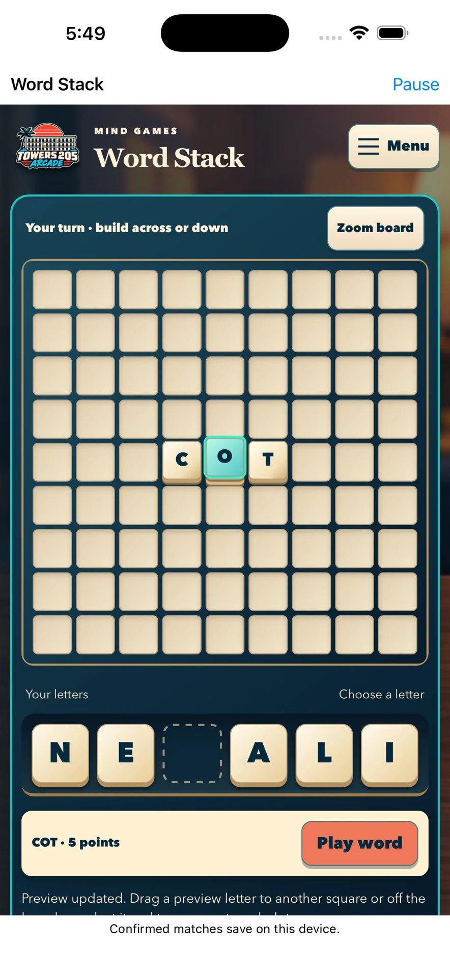 Check your move before playing — iPhone development preview